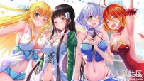 四个性感二次元比基尼女生壁纸 3440x1440